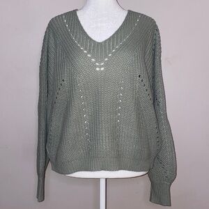 Moon & Madison V-Neck Knit Sweater - Sage